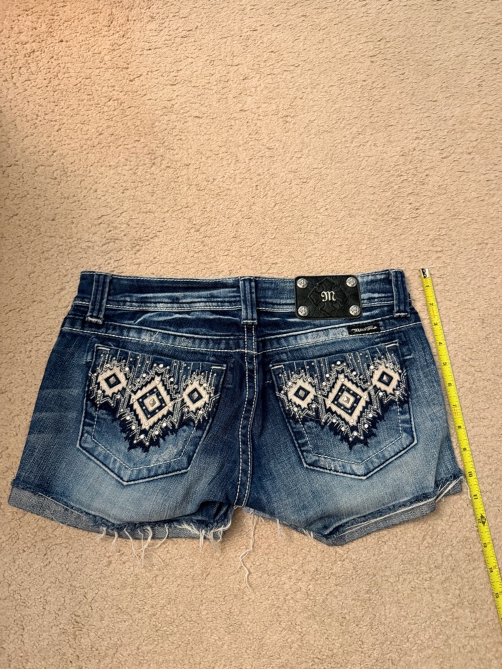 Miss Me Blue Denim Embroidered Jean Shorts
